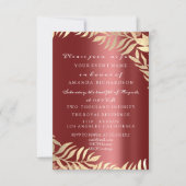 Gouden Jungle Burgundy Elegante Bruiloft Verjaarda Kaart (Voorkant)