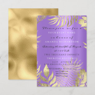 Gouden Jungle Paarse Elegante Bruids Verjaardag Kaart
