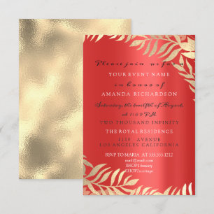 Gouden Jungle Rode Robijn Gouden Elegante Bruiloft Kaart