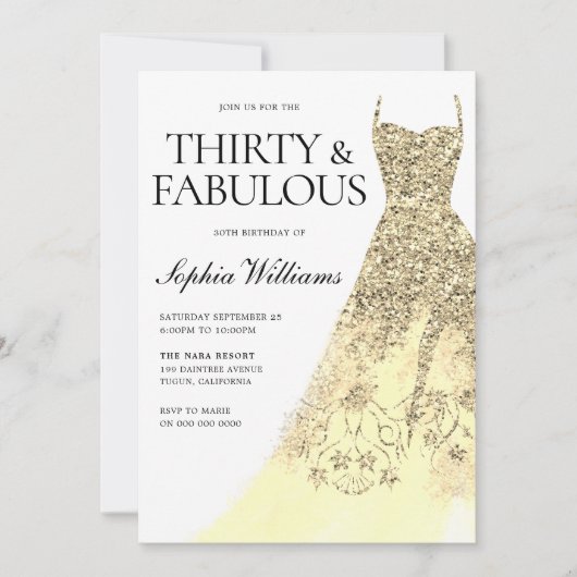 Gouden jurk 30ste verjaardag kaart (Voorkant)