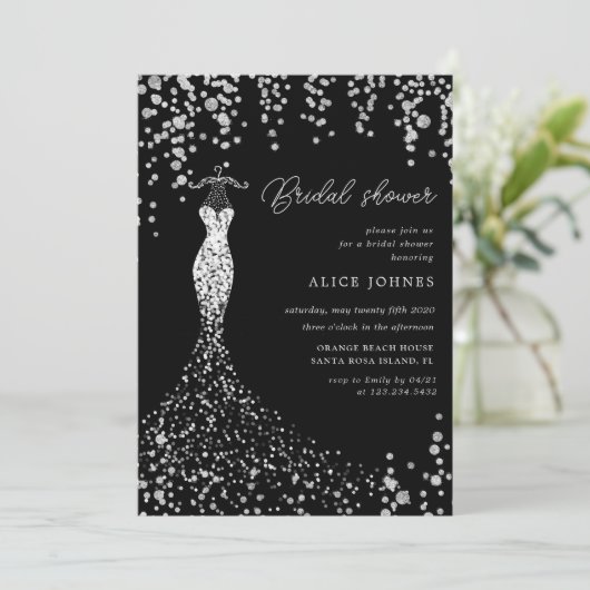 gouden jurk bruids douche uitnodiging (Staand voorkant)