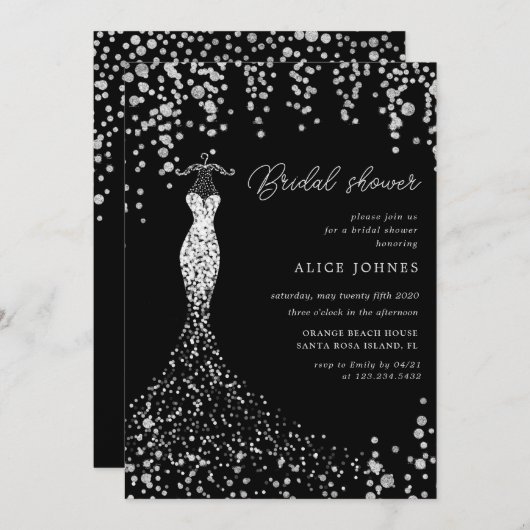 gouden jurk bruids douche uitnodiging (Voorkant / Achterkant)