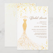 gouden jurk bruids douche uitnodiging (Voorkant / Achterkant)