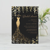 gouden jurk bruids douche uitnodiging (Staand voorkant)