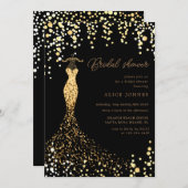 gouden jurk bruids douche uitnodiging (Voorkant / Achterkant)