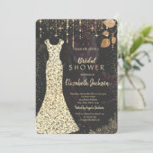 Gouden jurk, Confetti Dark Rozen Vrijgezellenfeest Kaart (Staand voorkant)