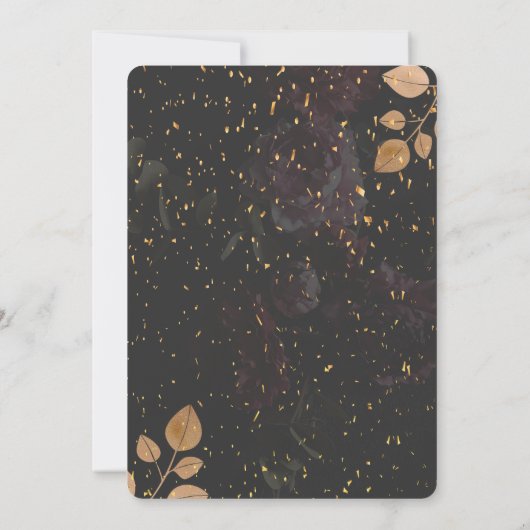 Gouden jurk, Confetti Dark Rozen Vrijgezellenfeest Kaart (Achterkant)