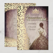  gouden jurk damask tiara Quinceañera Kaart (Voorkant / Achterkant)