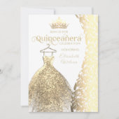  gouden jurk damask tiara Quinceañera Kaart (Voorkant)