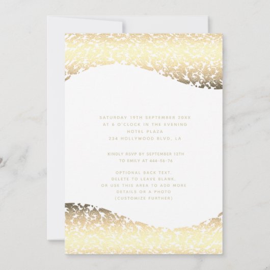  gouden jurk damask tiara Quinceañera Kaart (Achterkant)