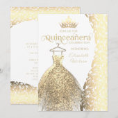 gouden jurk damask tiara Quinceañera Kaart (Voorkant / Achterkant)