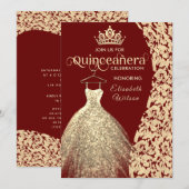 gouden jurk damask tiara Quinceañera rood Kaart (Voorkant / Achterkant)