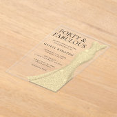 Gouden jurk Elegant Veertig & Fabulous 40ste verja Acryl Uitnodigingen (Laagn)