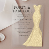 Gouden jurk Elegant Veertig & Fabulous 40ste verja Acryl Uitnodigingen