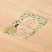 Gouden jurk Floral Elegante formele Quinceanera Acryl Uitnodigingen (Laagn)