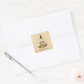 Gouden jurk met glitter quinceanera verjaardag vierkante sticker (Envelop)