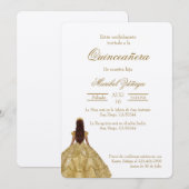 Gouden jurk Quinceanera uitnodiging (Voorkant / Achterkant)