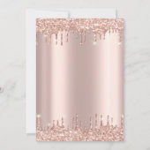 Gouden Jurk Roos Gouden Glitter Drops Quinceañera Kaart (Achterkant)