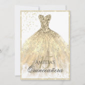Gouden jurk Sparkle 15th Quinceanera Kaart (Voorkant)