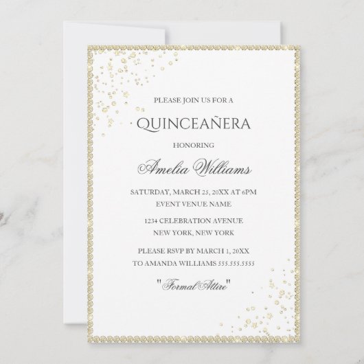 Gouden jurk Sparkle 15th Quinceanera Kaart (Achterkant)