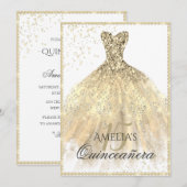 Gouden jurk Sparkle 15th Quinceanera Kaart (Voorkant / Achterkant)