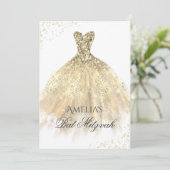 Gouden jurk Sparkle Girls Bat Mitswa Kaart (Staand voorkant)