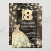 Gouden jurk String Lights 18e verjaardag Kaart (Voorkant / Achterkant)