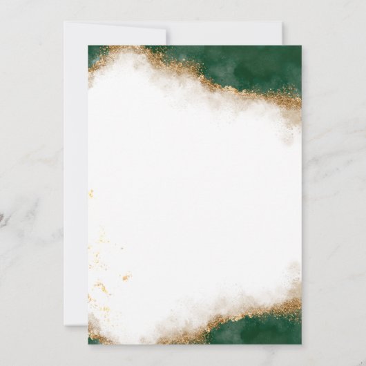 Gouden jurk tiara, groene glitter quinceañera kaart (Achterkant)