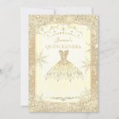 Gouden jurk tiara Winter Wonderland Quinceanera Kaart (Voorkant)