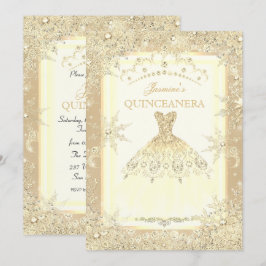 Gouden jurk tiara Winter Wonderland Quinceanera Kaart