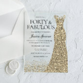 Gouden jurk vrouwen 40ste verjaardag partij acryl uitnodigingen