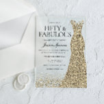Gouden jurk vrouwen 50ste verjaardagsfeest acryl uitnodigingen<br><div class="desc">Gouden jurk Vrouwen 50e verjaardag partij Acryl Uitnodigingen Party 50 en fantastische variaties op de uitnodiging en bijpassende items in onze winkel</div>