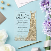 Gouden jurk vrouwen 80ste verjaardagsfeest acryl uitnodigingen (Insitu (Huwelijk))