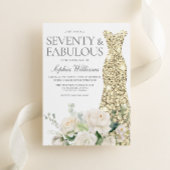 Gouden Jurk Witte Rozen 70e Verjaardagsfeestje Kaart