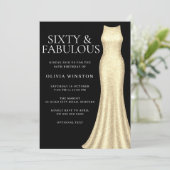 Gouden jurk & zwarte vrouw 60ste verjaardag kaart (Staand voorkant)