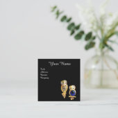 GOUDEN JUWEEL UILEN Monogram, Blauwe Saffier Topaa Vierkante Visitekaartje (Staand voorkant)