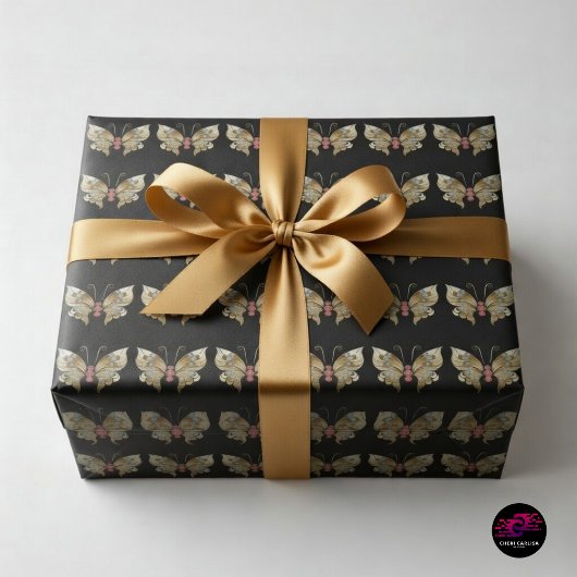 Gouden Juweelvlinder Cadeaupapier