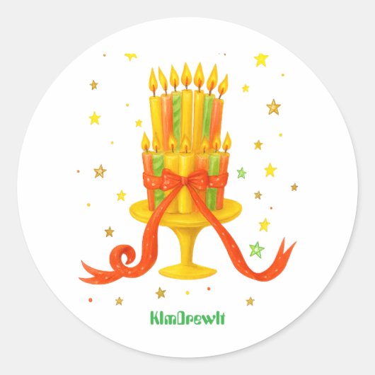 gouden kaars ronde sticker (Voorkant)