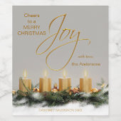 Gouden Kaarsen Gepersonaliseerd Kerstmis Wijn Labe Wijn Etiket (Enkel label)