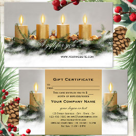 Gouden Kaarsen Kerst Cadeaubon Template Visitekaartje