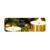 Gouden kaarsen Kerst retour adres label (Voorkant)