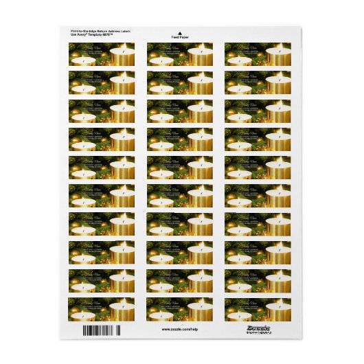 Gouden kaarsen Kerst retour adres label (Full Sheet)
