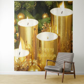 Gouden Kaarsen Kerst Vakantie Achtergrond Wandkleed (In situ)