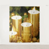 Gouden Kaarsen Kerst Vakantie Achtergrond Wandkleed (Voorkant)