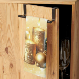Gouden kaarsen Kerst Vakantie Keuken Handdoek