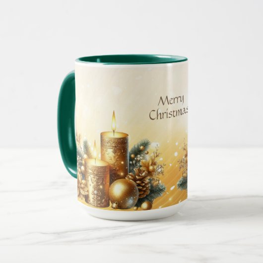 Gouden Kaarsen Kerst Vakantie Mok (Voorkant links)