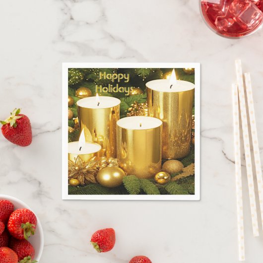 Gouden Kaarsen Kerst Vakantie Papier Servet (Insitu)