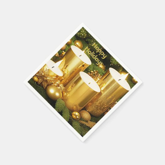 Gouden Kaarsen Kerst Vakantie Papier Servet (Hoek)