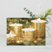 Gouden Kaarsen Kerstmis Vakantie Party uitnodiging (Staand voorkant)