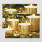 Gouden Kaarsen Kerstmis Vakantie Party uitnodiging (Voorkant / Achterkant)